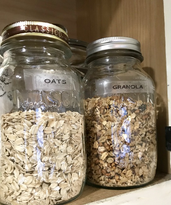DIY Mason Jar Organization with labels  in the Kitchen