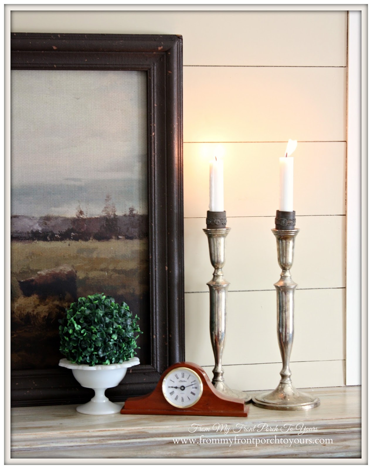 French Country Mantel Vignette- From My Front Porch To Yours