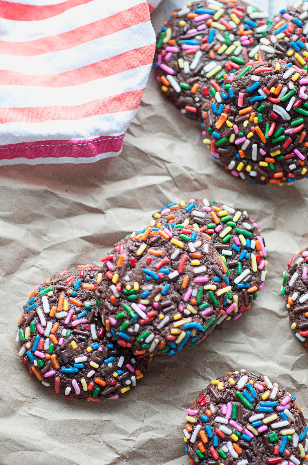Lakyn + Judah Chocolate Crinkle Sprinkle Cookies