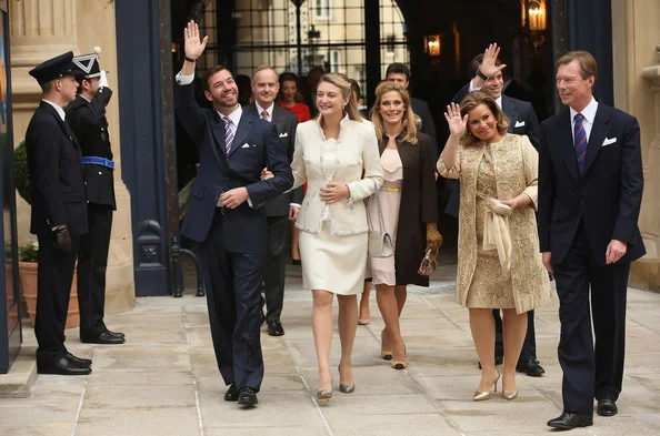 Civil Wedding Ceremony of Prince Guillaume and Countess Stephanie at the Luxembourg City Town Hall in Luxembourg. wedding of Prince Guillaume Of Luxembourg and Stephanie de Lannoy