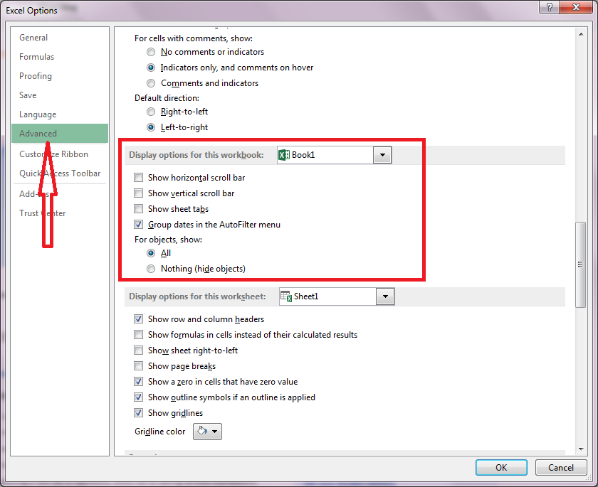 Read How to reset Vertical & Horizontal Scroll Bar and sheet tabs