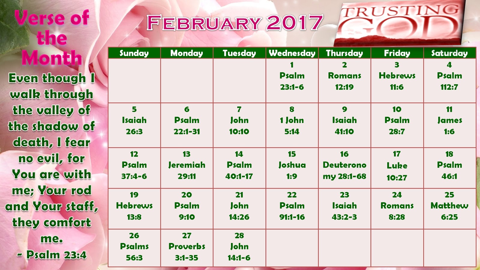 Godly Woman Daily Calendar February 2017 Printable Version