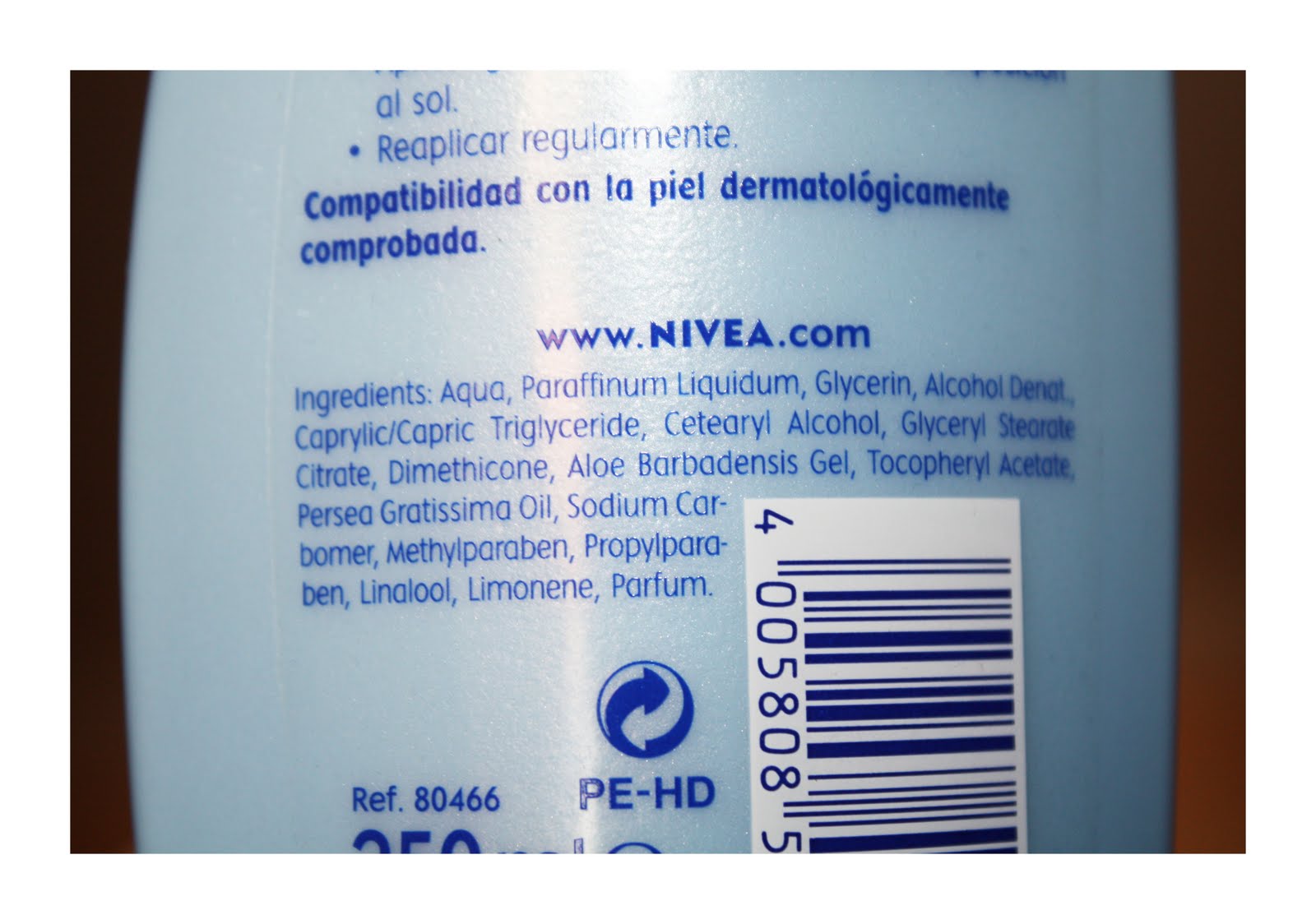 ingredientes de nivea sun