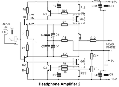 Class A headphone amplifier - Electronic Circuit