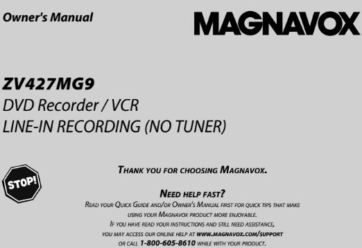 Magnavox ZV427MG9 Manual - Download Manual PDF Online