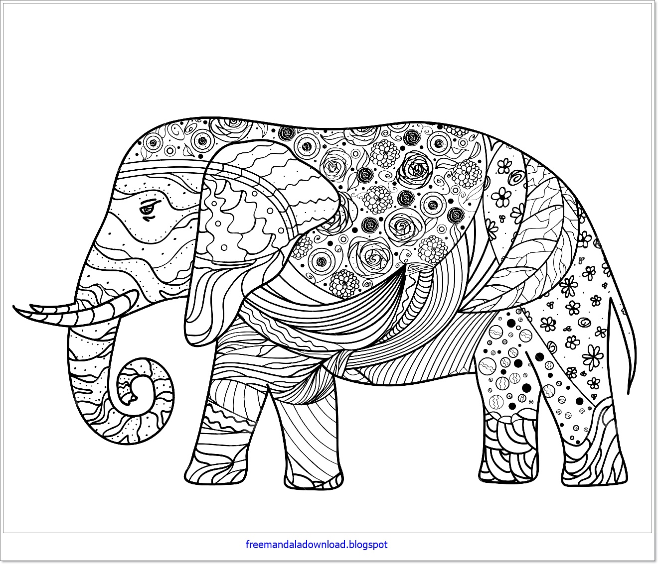 Elefanten Design Mandala Bedruckbar