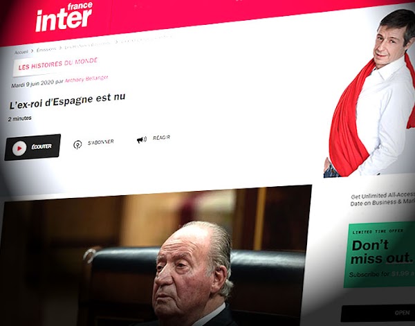 El ex rey de España "está desnudo" y puede hacer caer una monarquía en "estado lamentable", dicen en Radio France 