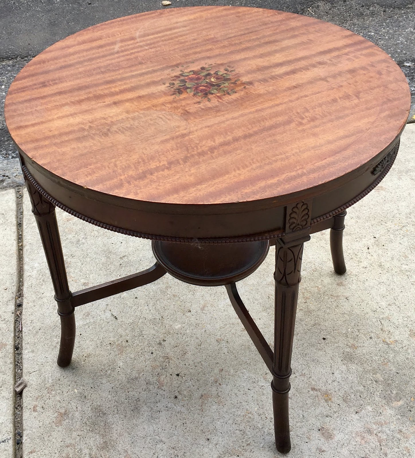 Uhuru Furniture & Collectibles: Round Wooden End Table with Floral