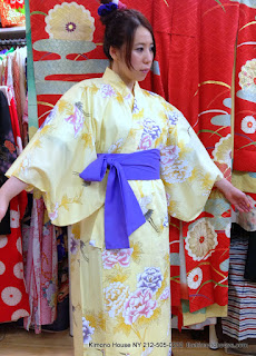 Yellow Yukata Japanese Kimono from Kimono House NY 212-505-0232 thekimonohouse.com