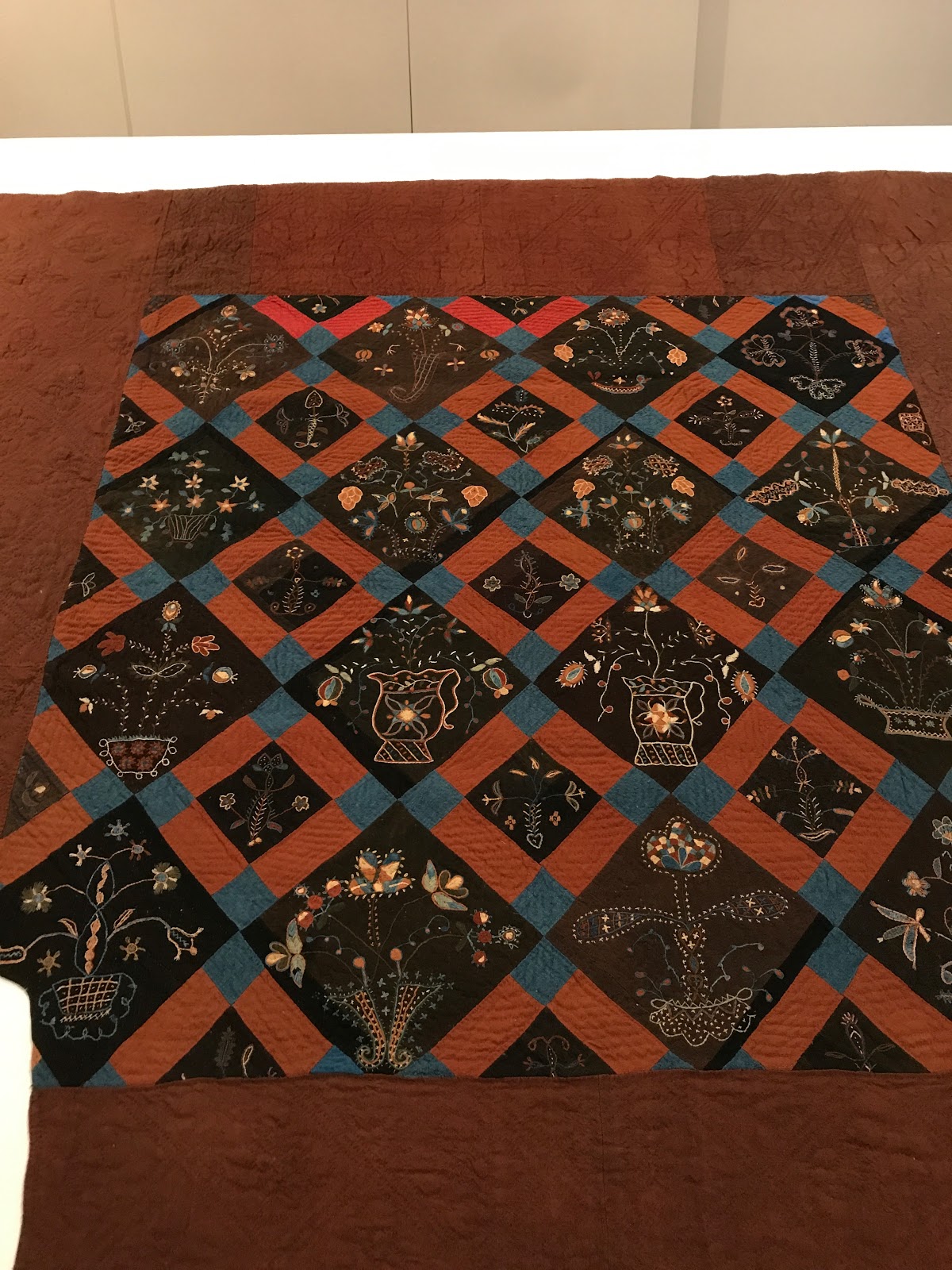 Textile Time Travels Antique Crewel Quilt 1840 New England Quilt Museum