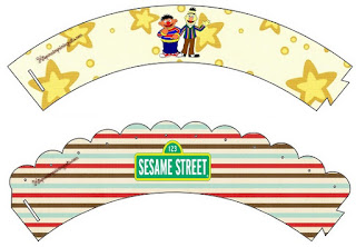  Sesame Street, Free Printable Wrappers  Cupcake.