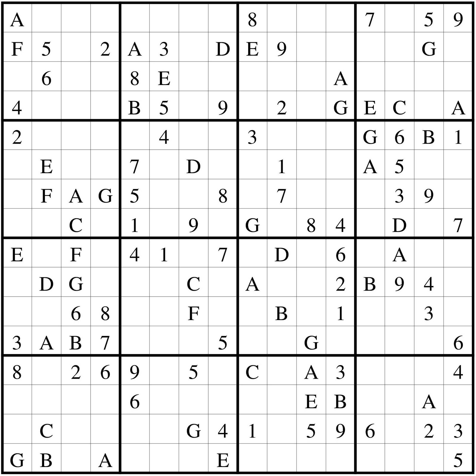 Sudoku 16 X 16 Para Imprimir Sudoku 16 X 16 Para Imprimir 16x16