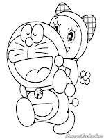Gambar Mewarnai Doraemon Menggendong Adiknya Dorami Diwarnai