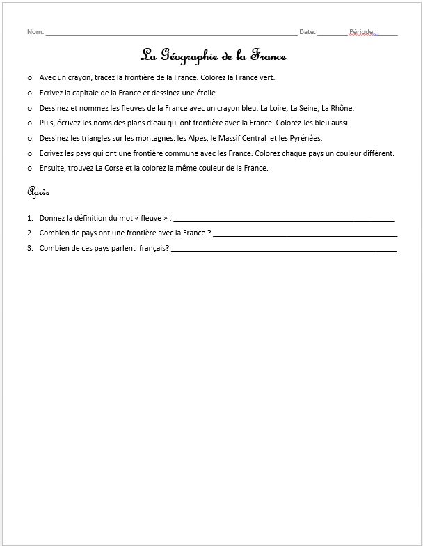 Hey, Professeur! La Géographie Française