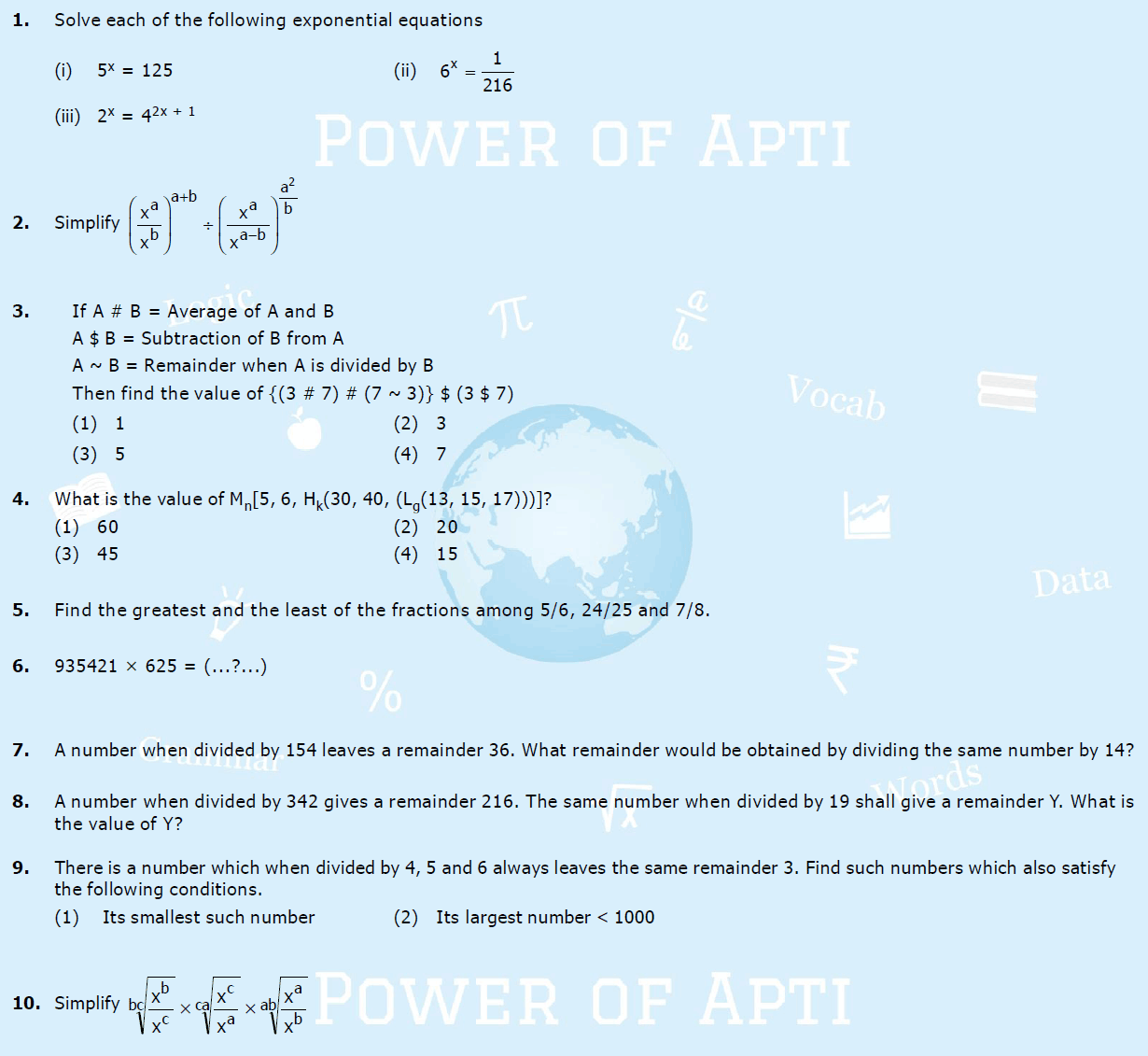 Maths, Power of Apti, Aptitude Building, CSAT, CAT, XAT, Bank PO, SSC CGL. RBI, CAPF, Aptitude Tests, Clerical http://civils.pteducation.com/p/powerofapti-lesson14.html