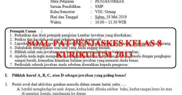 Soal essay penjas sma dan kunci jawaban 03 picture