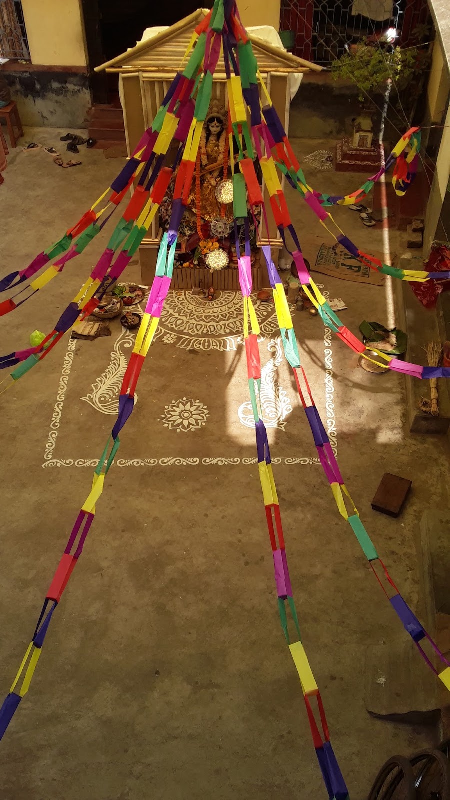 Creativeidia Low Budget Saraswati Puja Pandal Decoration Idea And