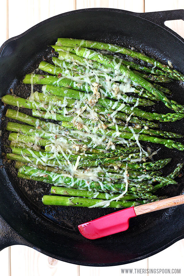 Sauteed Asparagus with Garlic, Butter & Parmesan (VIDEO) The Rising Spoon