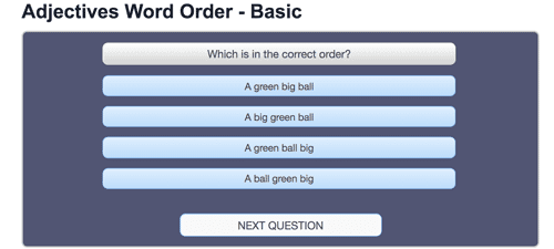 Adjectives word order exercise