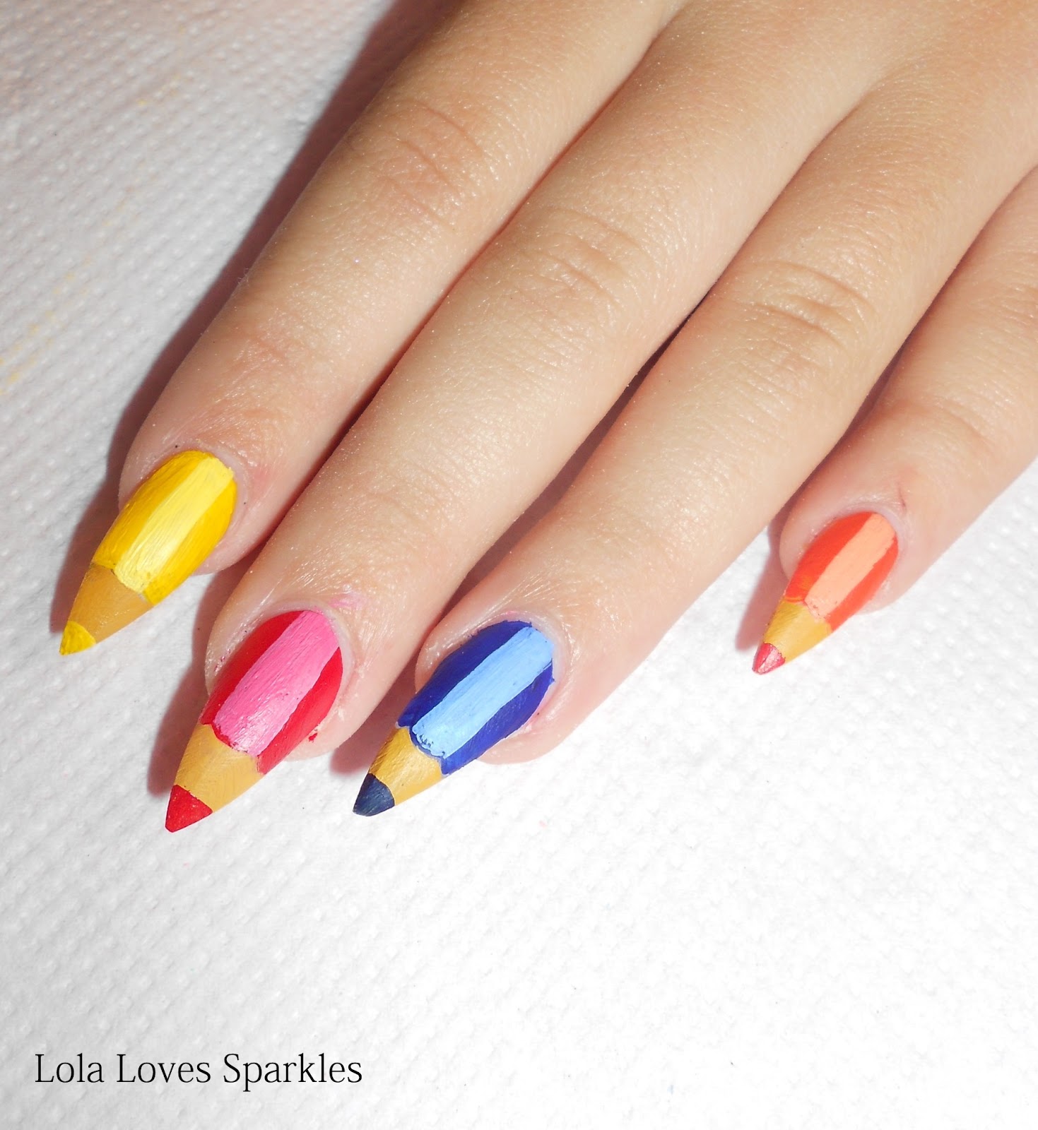 Lola Loves Sparkles Cute Coloured Pencils Nail Design [StepbyStep