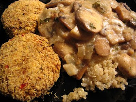 Black-Eyed Pea and Quinoa Croquettes with a Creamy Mushroom Sauce