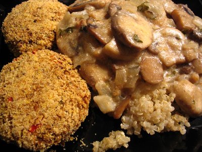Black-Eyed Pea and Quinoa Croquettes with a Creamy Mushroom Sauce