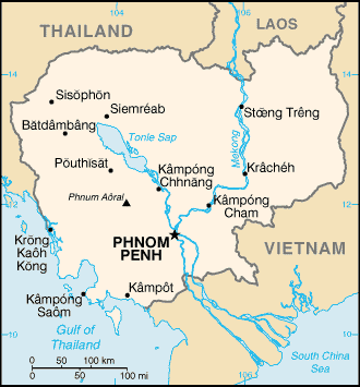 Cambodia Map Regional Political