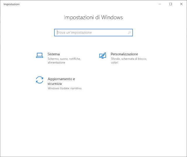 Finestra Impostazioni Windows 10