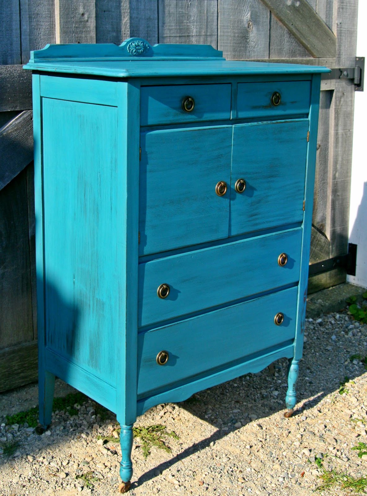 Laurel's Attic : SOLD - Teal Tall Dresser