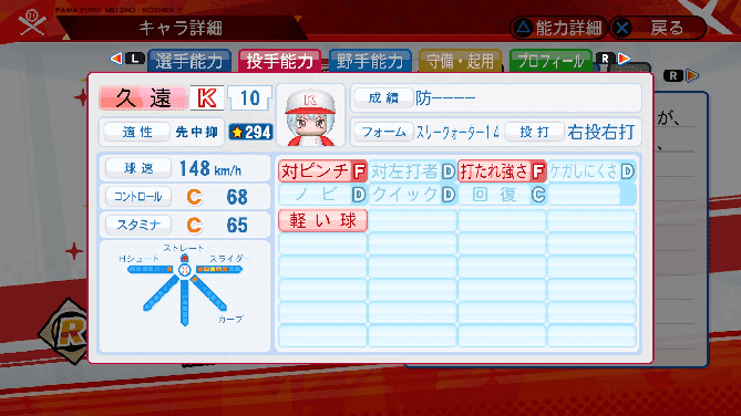 パワプロ 星 名将甲子園 選手能力 久遠ヒカル