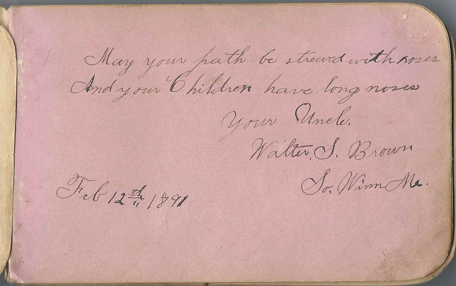 Heirlooms Reunited 1890s Autograph Album of E. Harvey of Winn