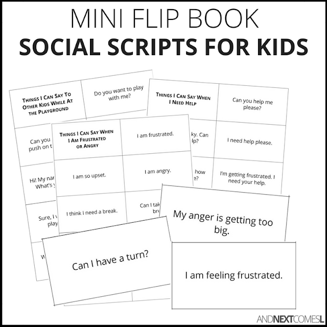 16 social scripts mini flip books for kids with autism or hyperlexia from And Next Comes L