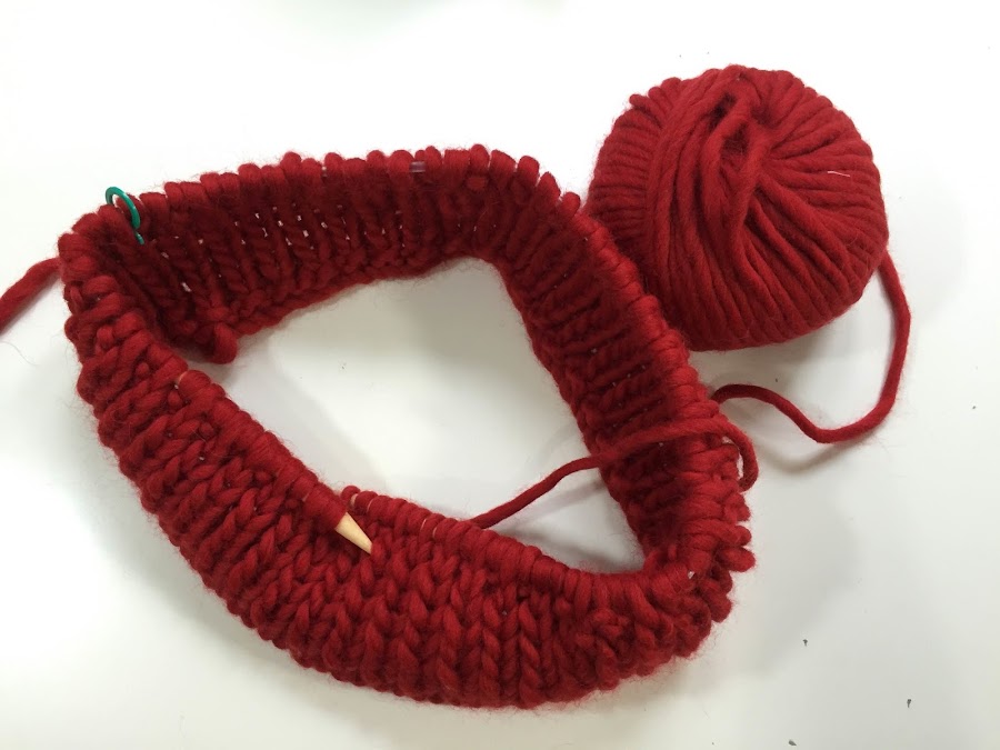 DIY hacer bufanda tejida con agujas circulares (sin Manualidades