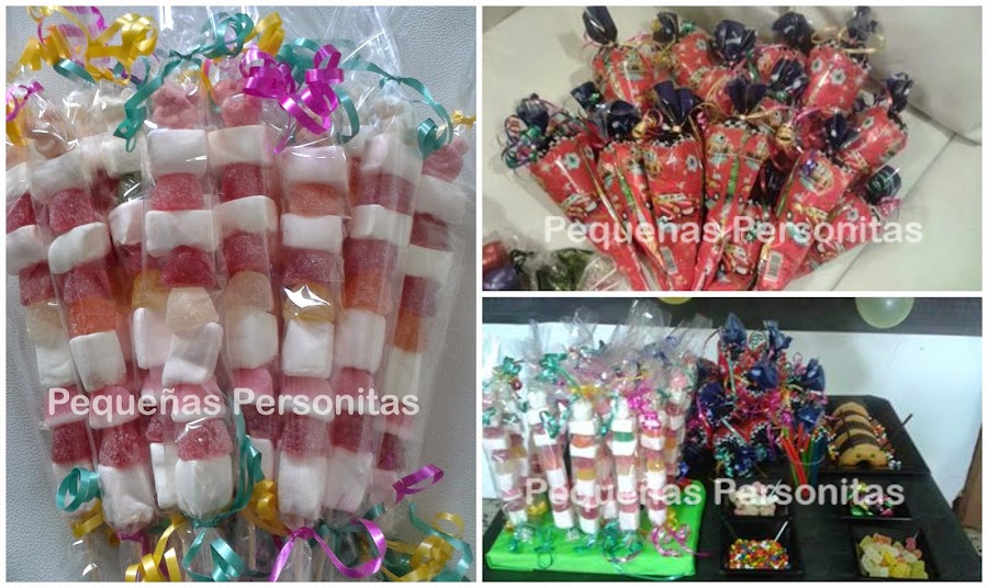 Brochetas de chuches, bolsas de cumpleaños, candy bar