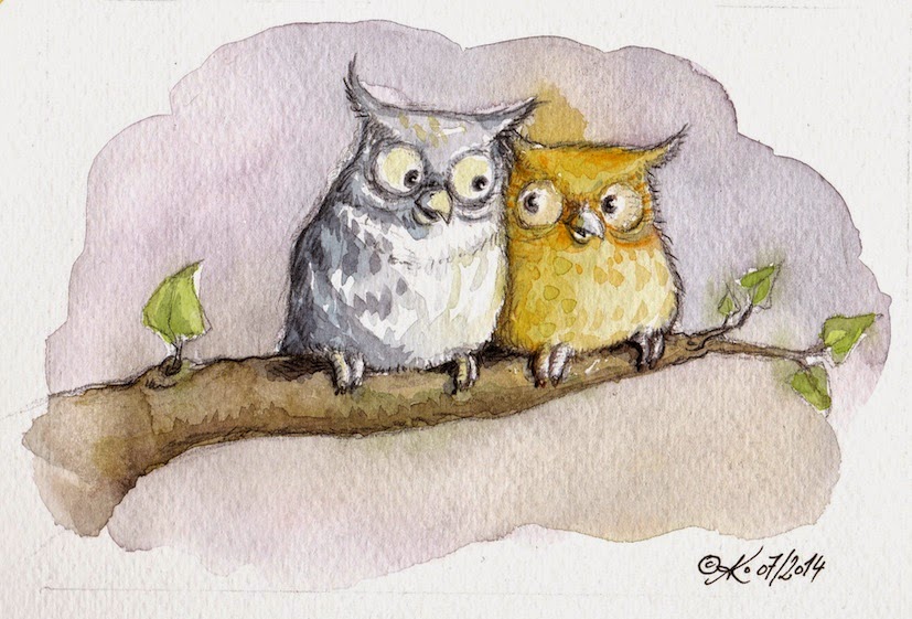 © Angela Kommoß children's book illustration, owls, love, Eulen, kinderbuchillustration, Vögel