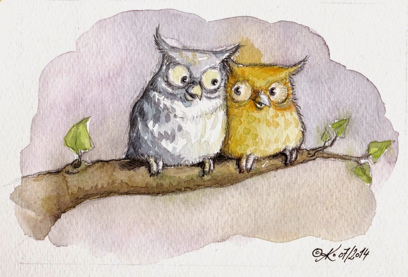 children's book illustration, owls, love, Eulen, kinderbuchillustration, Vögel