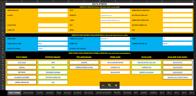 Aplikasi Administrasi Guru Kelas SD/MI Kurikulum 2013 Excel Terbaru