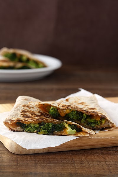 Roasted Broccoli and Cheese Quesadillas from www.chocolatemoosey.com Roasted Broccoli and Cheese Quesadillas from www.chocolatemoosey.com