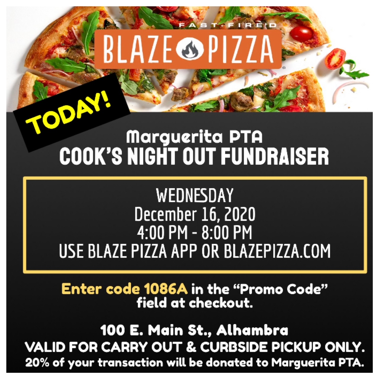 Marguerita Elementary PTA Blaze Pizza Fundraiser