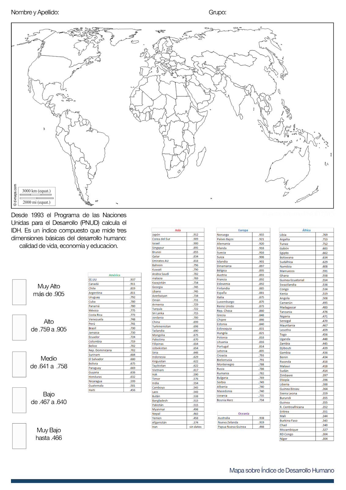 Espacio Geográfico: Mapa Nº1 Índice de Desarrollo Humano | QUINTO AÑO 2019