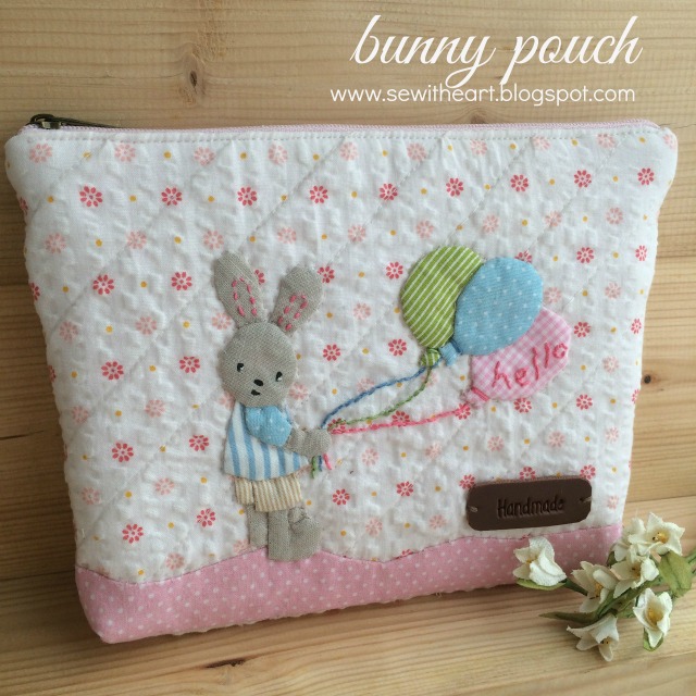 sew with heart bunny pouch