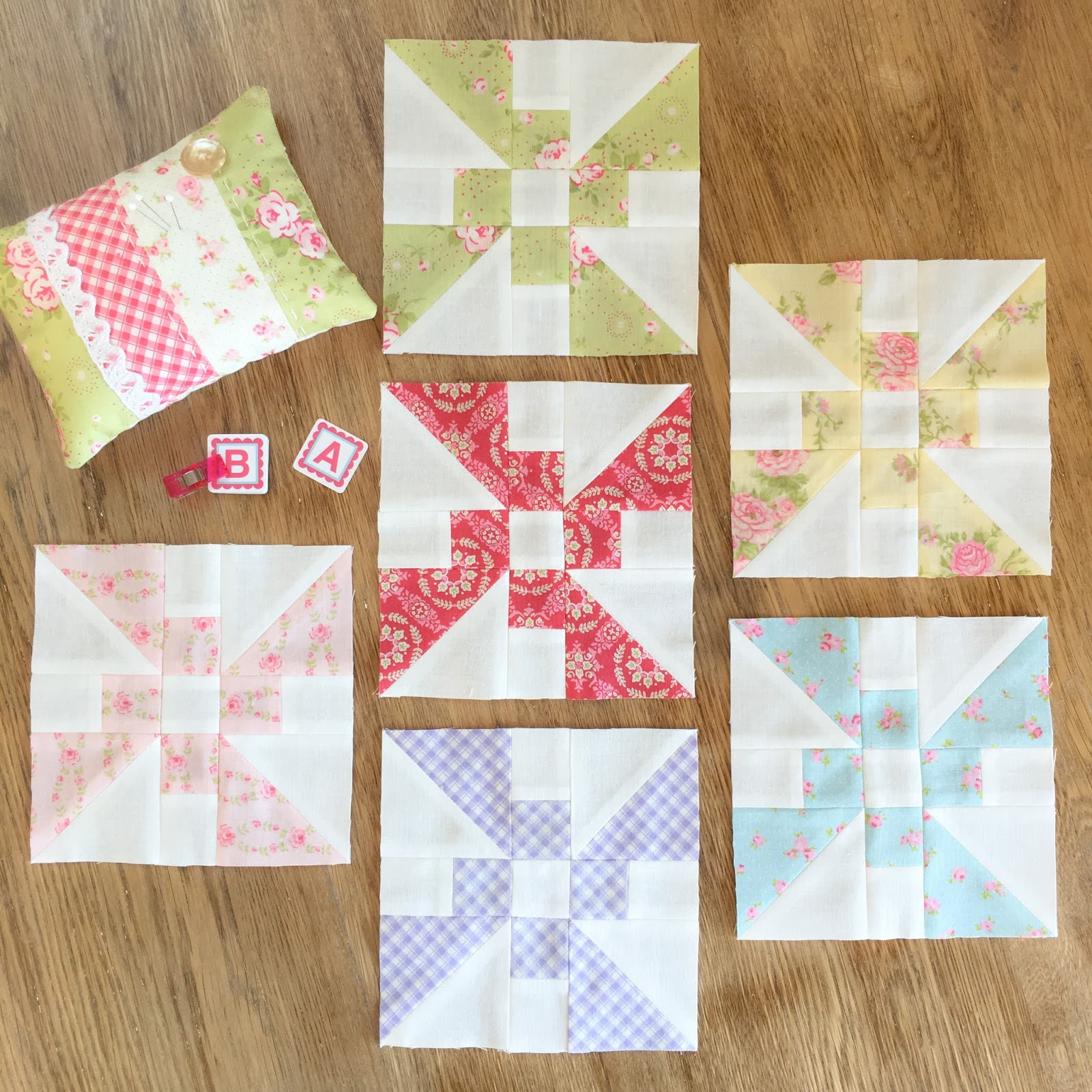 Carried Away Quilting July Propeller blocks Patchwork Quilt Along with Fat Quarter Shop