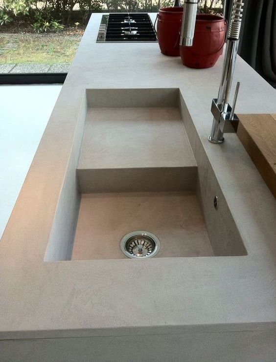 25 Inexpensive DIY Concrete Countertop & Sink For Bathroom And Kitchens