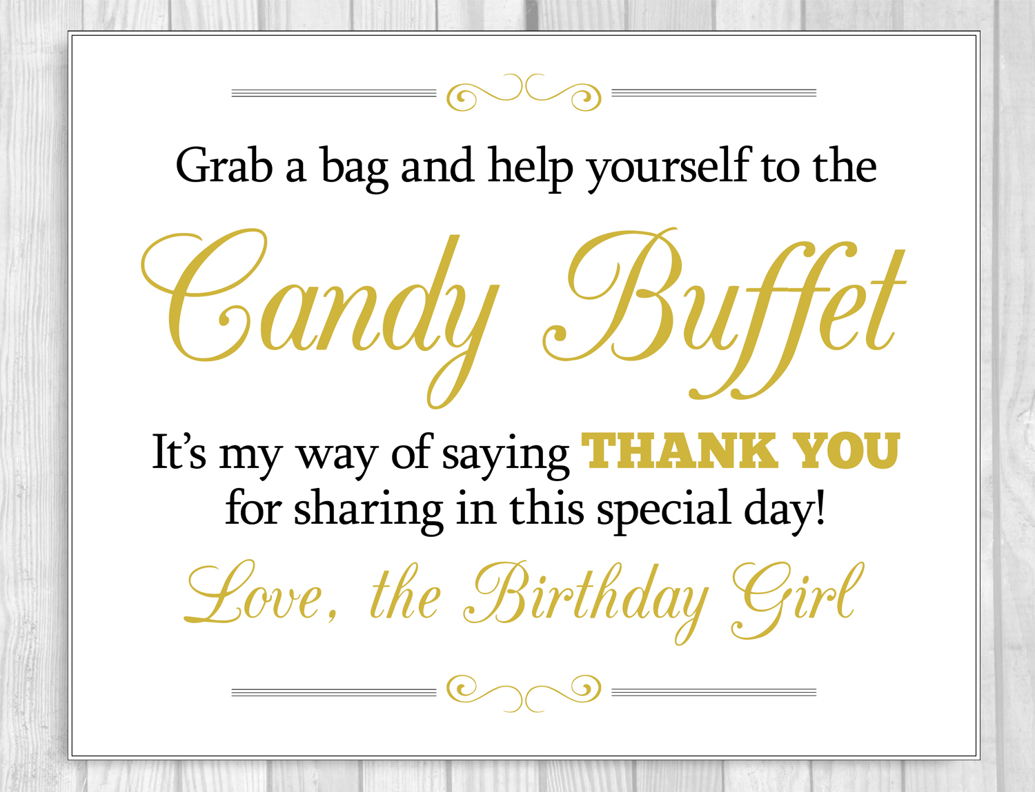 Girl S Birthday Candy Buffet Signs Instant Download A Variety
