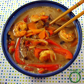 Morsels of Life - Tom Yum - Tom Yum Noodle Soup - a Thai style hot and sour soup with shrimp, tomatoes, and shiitake mushrooms.