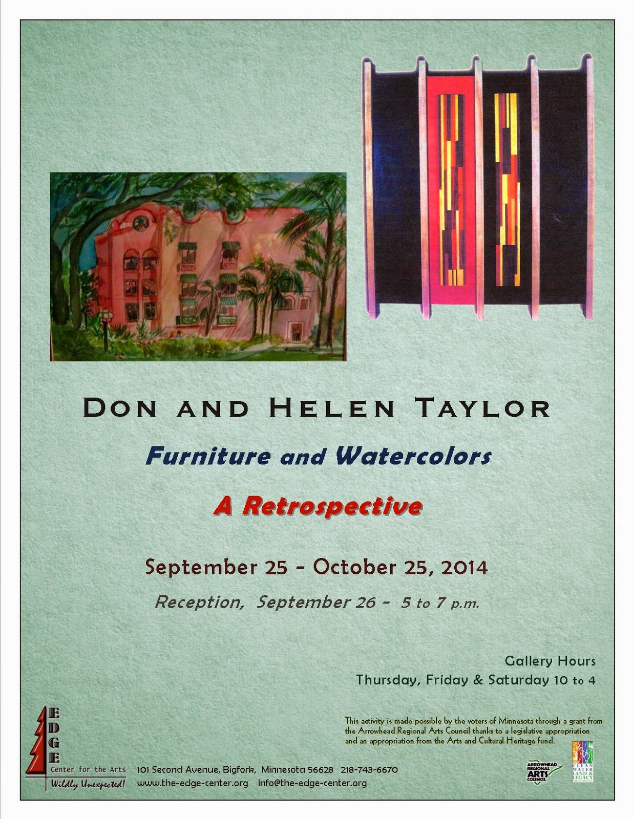 Edge Center for the Arts Furniture and Watercolors Don and Helen