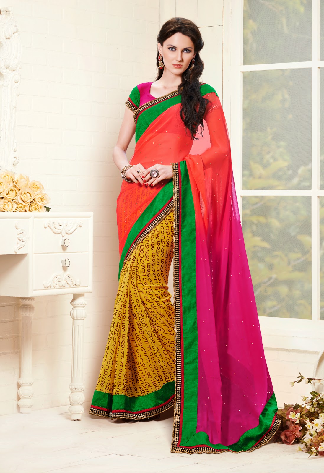 Digital Print Pure Organza Saree | Indian Sarees In USA