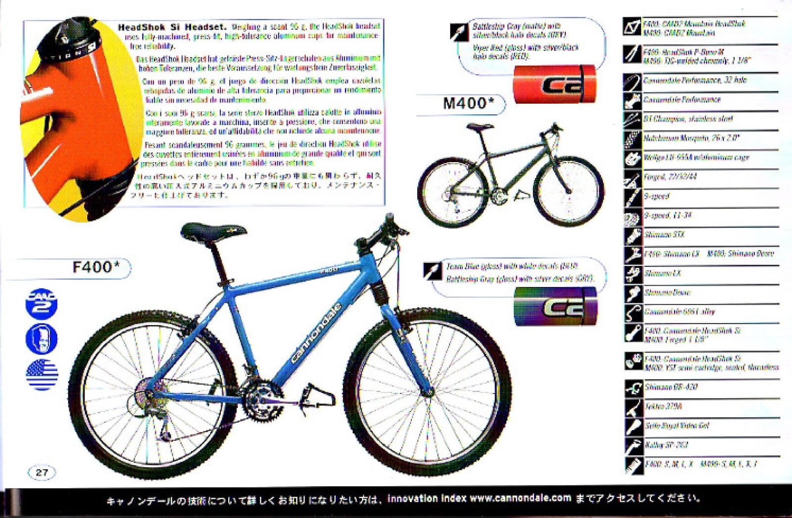 CATALOGUES CANNONDALE CANNONDALE 2001