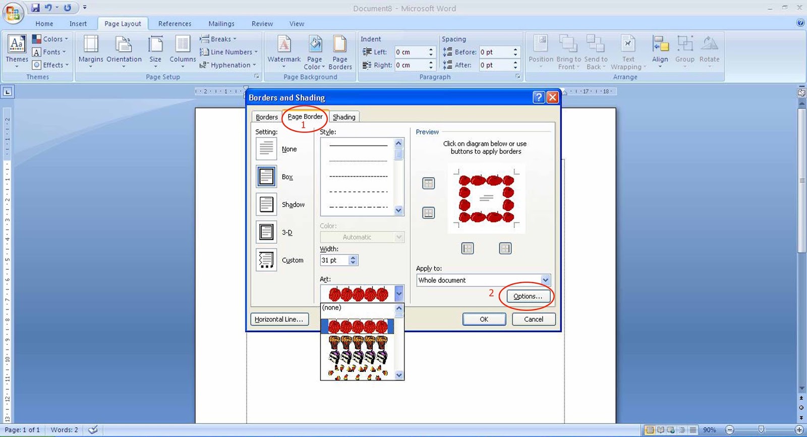 Cara Setting Page Borders Pada Office Word Agar