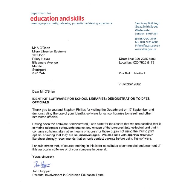 Biometrics in schools History